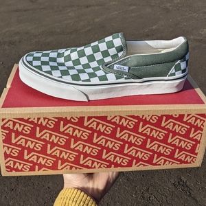 NWT Thyme Checkered Vans 8.5 Green